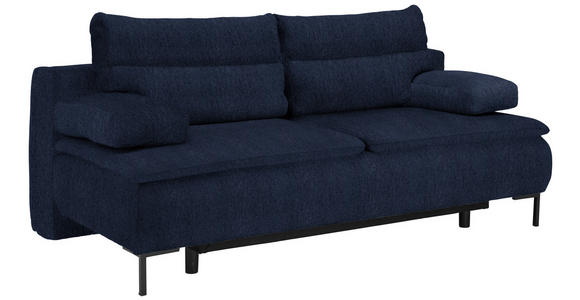 BOXSPRINGSOFA Webstoff Dunkelblau  - Schwarz/Dunkelblau, Design, Textil/Metall (202/93/100cm) - Novel