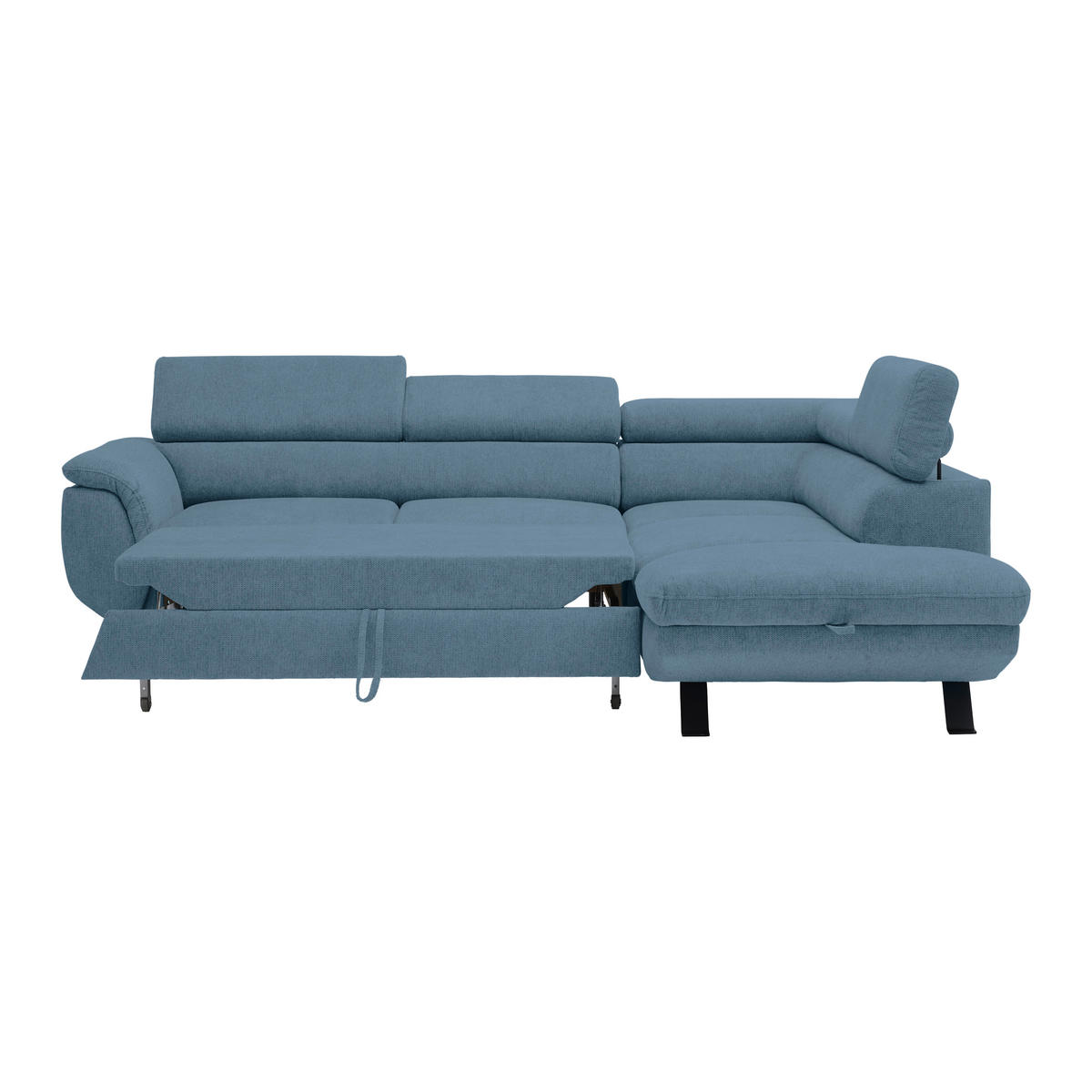 HÖRNSOFFA i vävt tyg mörkblå  - svart/mörkblå, Modern, metall/textil (257/198cm) - MID.YOU