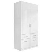 DREHTÜRENSCHRANK in Weiss  - Weiss/Alufarben, Konventionell, Holzwerkstoff/Kunststoff (91/197/54cm) - Carryhome