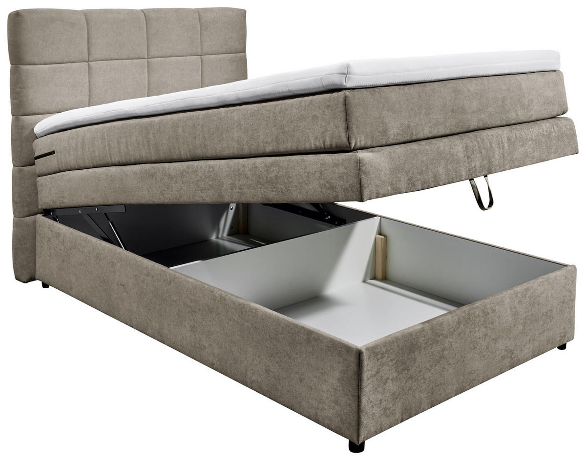 BOXSPRINGBETT 120/200 cm  in Hellgrau  - Hellgrau, Konventionell, Kunststoff (120/200cm) - MID.YOU