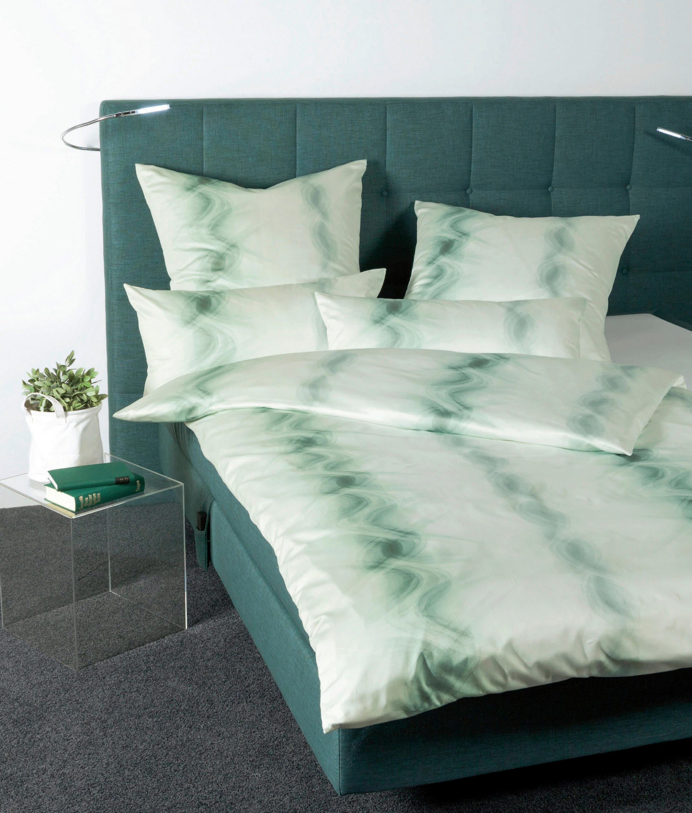 BETTWÄSCHE MESSINA Makosatin 155/200 cm  - Dunkelgrün/Grün, Basics, Textil (155/200cm) - Janine