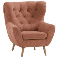 OHRENSESSEL in Flachgewebe Rostfarben  - Eichefarben/Rostfarben, Design, Holz/Textil (87/101/95cm) - Stylife