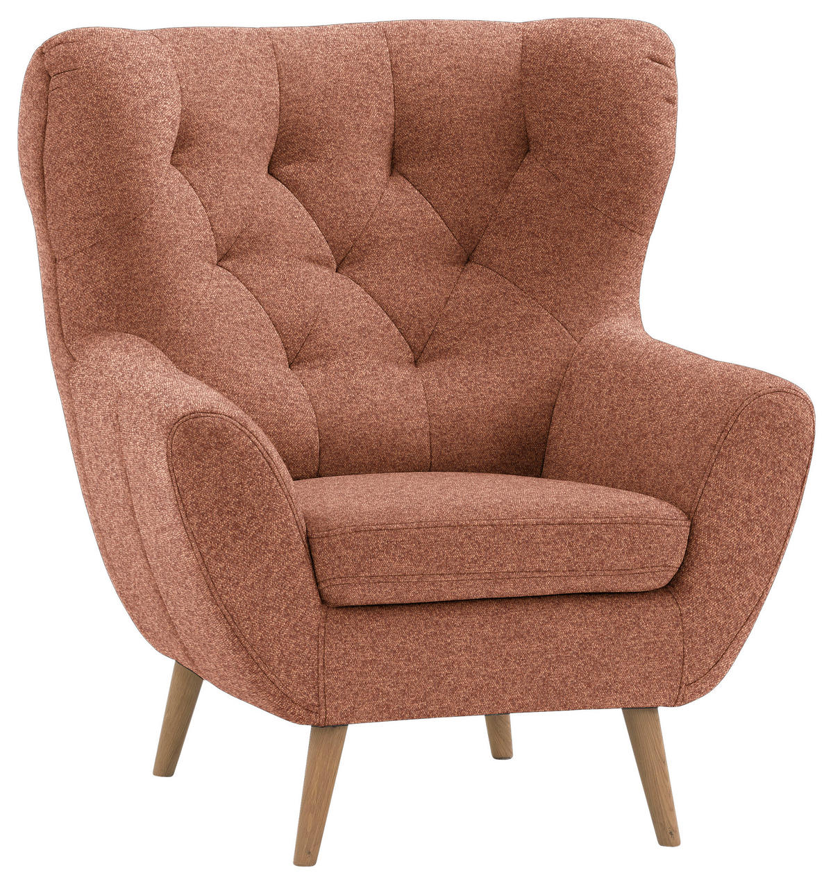 OHRENSESSEL in Flachgewebe Rostfarben  - Eichefarben/Rostfarben, Design, Holz/Textil (87/101/95cm) - Stylife