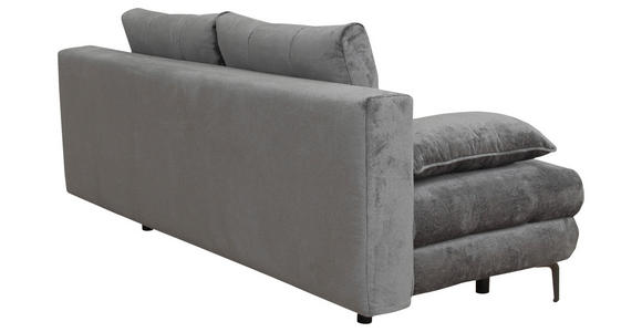 SCHLAFSOFA  mit Liegefunktion, Schlafen auf Sitzhöhe, Rücken echt Chenille Graphitfarben  - Schwarz/Graphitfarben, KONVENTIONELL, Textil/Metall (203/94/96cm) - Carryhome