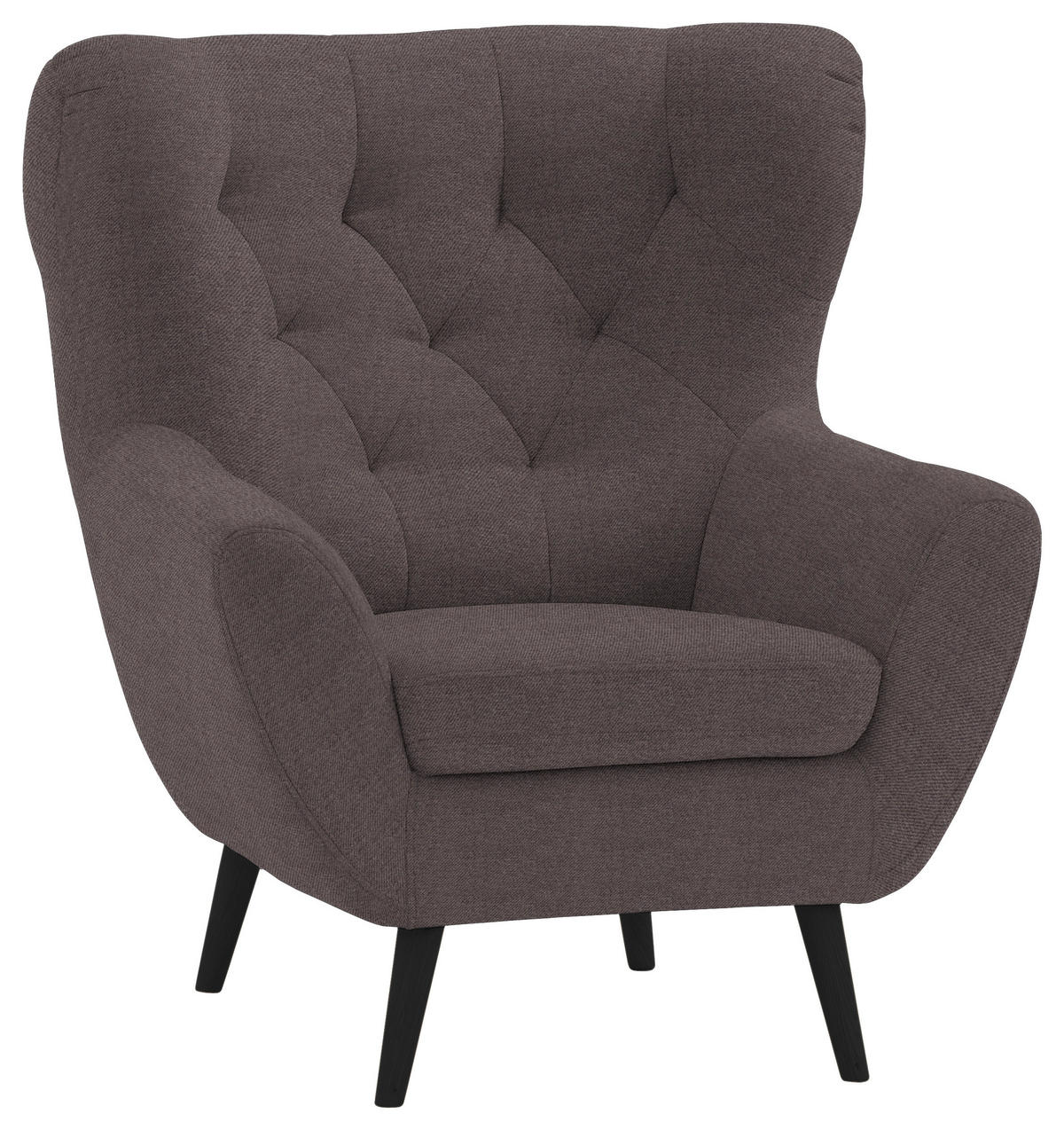 SESSEL in Mikrofaser Braun  - Anthrazit/Schwarz, Design, Holz/Textil (87/101/95cm) - Stylife
