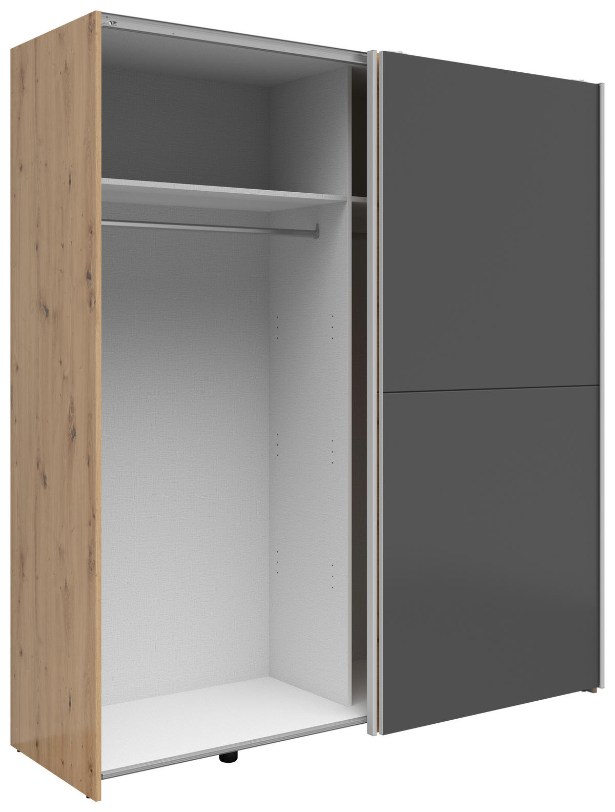 SCHWEBETÜRENSCHRANK 170/191/59 cm 2-türig Weiß, Eichefarben, Eiche Artisan  - Eichefarben/Silberfarben, Basics, Holzwerkstoff/Kunststoff (170/191/59cm) - Boxxx