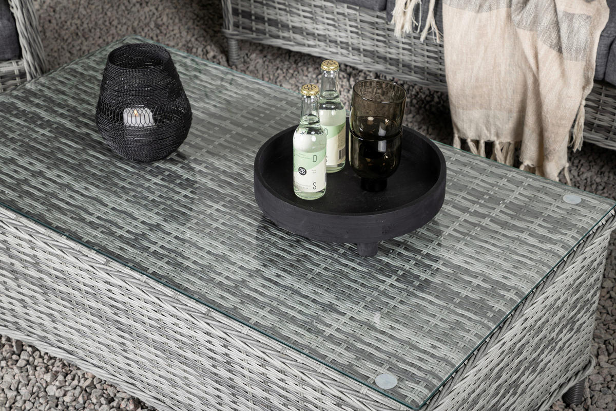 LOUNGEGARNITUR   Rattan  - Grau, KONVENTIONELL, Holz - Gardenson