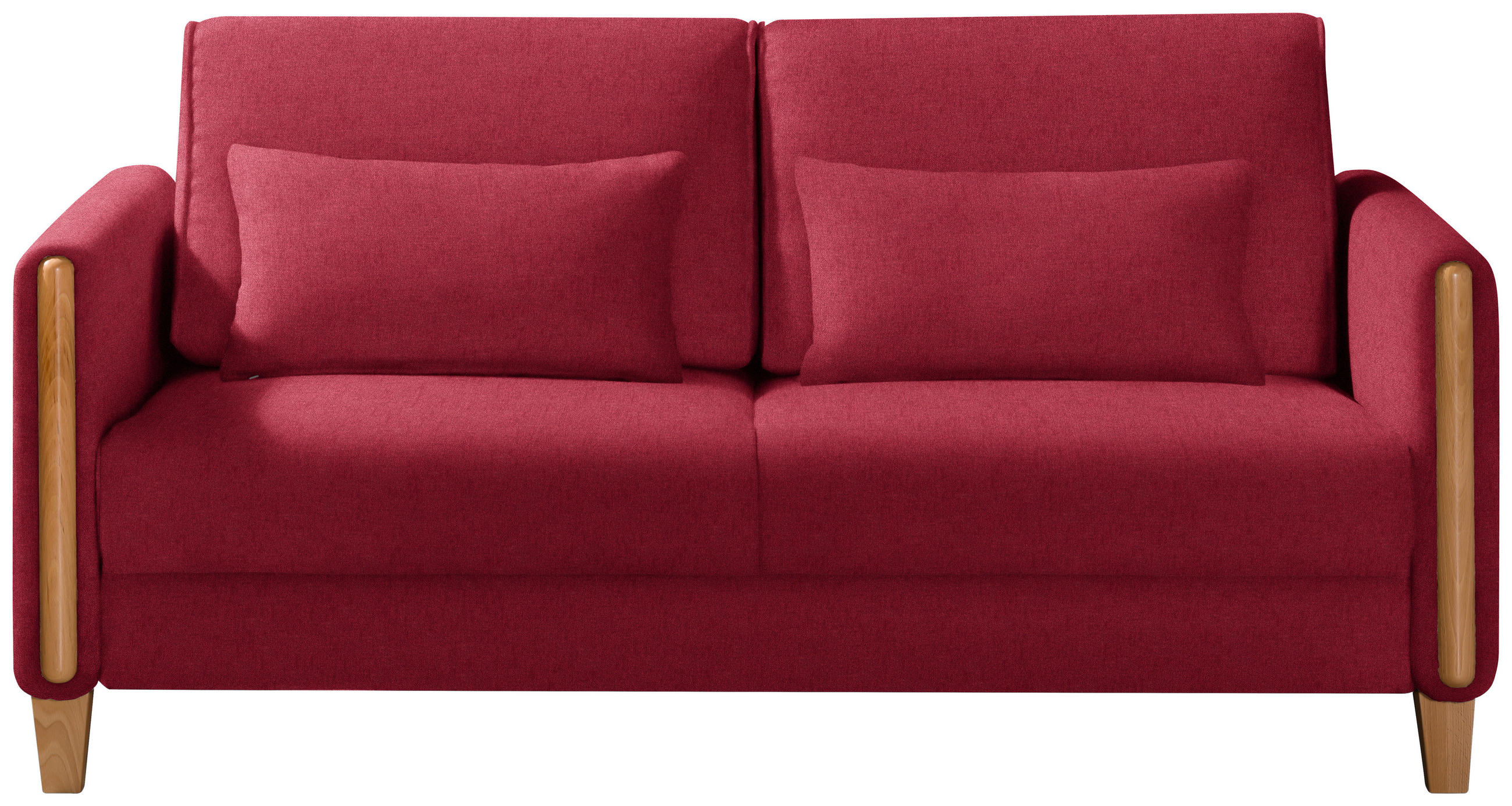 SCHLAFSOFA in Flachgewebe Rot, Buchefarben  - Buchefarben/Rot, Design, Holz/Textil (174/88/104cm) - Niels Andersson