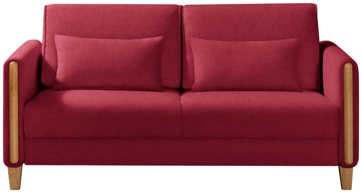 SCHLAFSOFA  in Flachgewebe Rot, Buchefarben  - Buchefarben/Rot, Design, Holz/Textil (174/88/104cm) - Niels Andersson