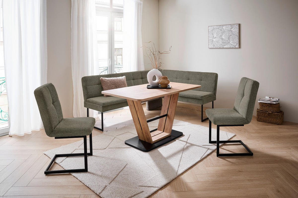 ECKBANK 213/155 cm Webstoff Taupe   - Taupe/Schwarz, Design, Textil/Metall (213/155cm) - Novel