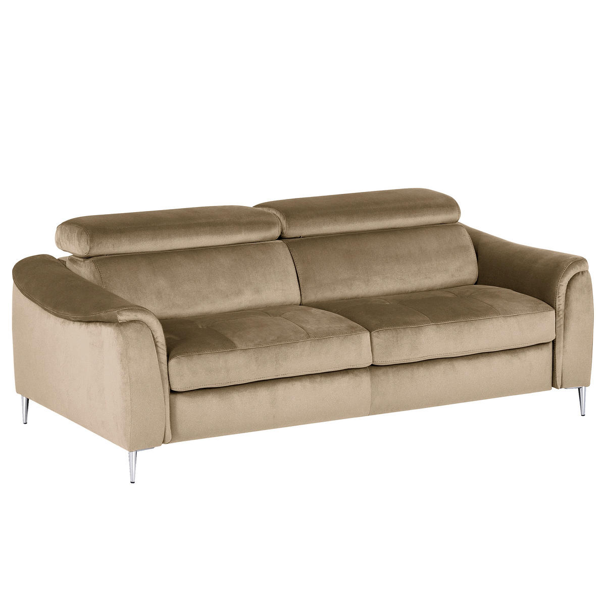 SCHLAFSOFA PAFOS in Samt Hellbraun  - Chromfarben/Hellbraun, Design, Textil/Metall (203/77-98/103cm) - MID.YOU