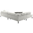 ECKSOFA Weiß Cord Rücken echt, Kopfteilverstellung, Sitzvorzug  - Schwarz/Weiß, KONVENTIONELL, Textil/Metall (219/311cm) - Hom`in