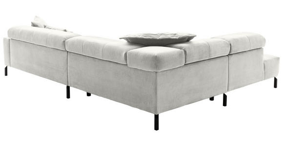 ECKSOFA Weiß Cord Rücken echt, Kopfteilverstellung, Sitzvorzug  - Schwarz/Weiß, KONVENTIONELL, Textil/Metall (219/311cm) - Hom`in