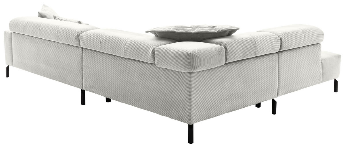 ECKSOFA in Cord Weiss  - Weiss/Schwarz, Konventionell, Textil/Metall (219/311cm) - Hom`in
