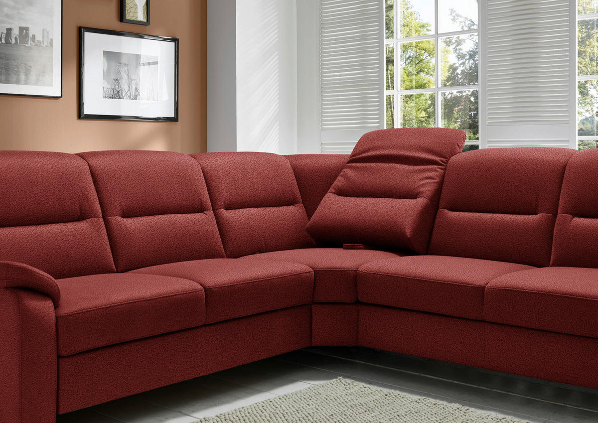 ECKSOFA in Mikrofaser Rot  - Rot/Schwarz, Konventionell, Holz/Textil (245/303cm) - Beldomo Comfort