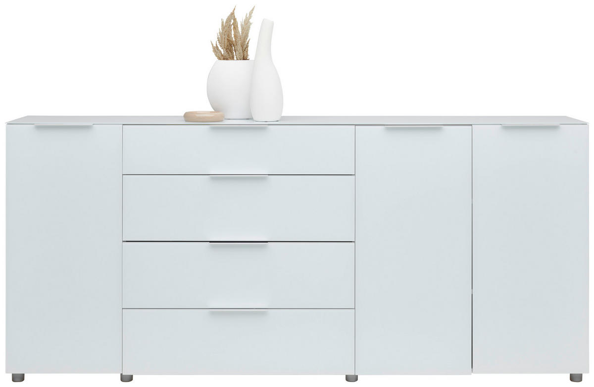 SIDEBOARD  in 225/101/40 cm  - Chromfarben/Weiß Hochglanz, Basics, Glas/Holzwerkstoff (225/101/40cm) - Voleo