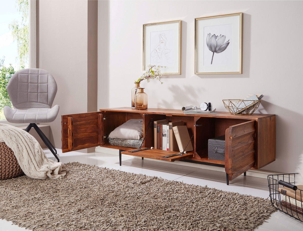 SIDEBOARD 147/50/38 cm  - Sheeshamfarben/Schwarz, Design, Holz/Metall (147/50/38cm) - MID.YOU