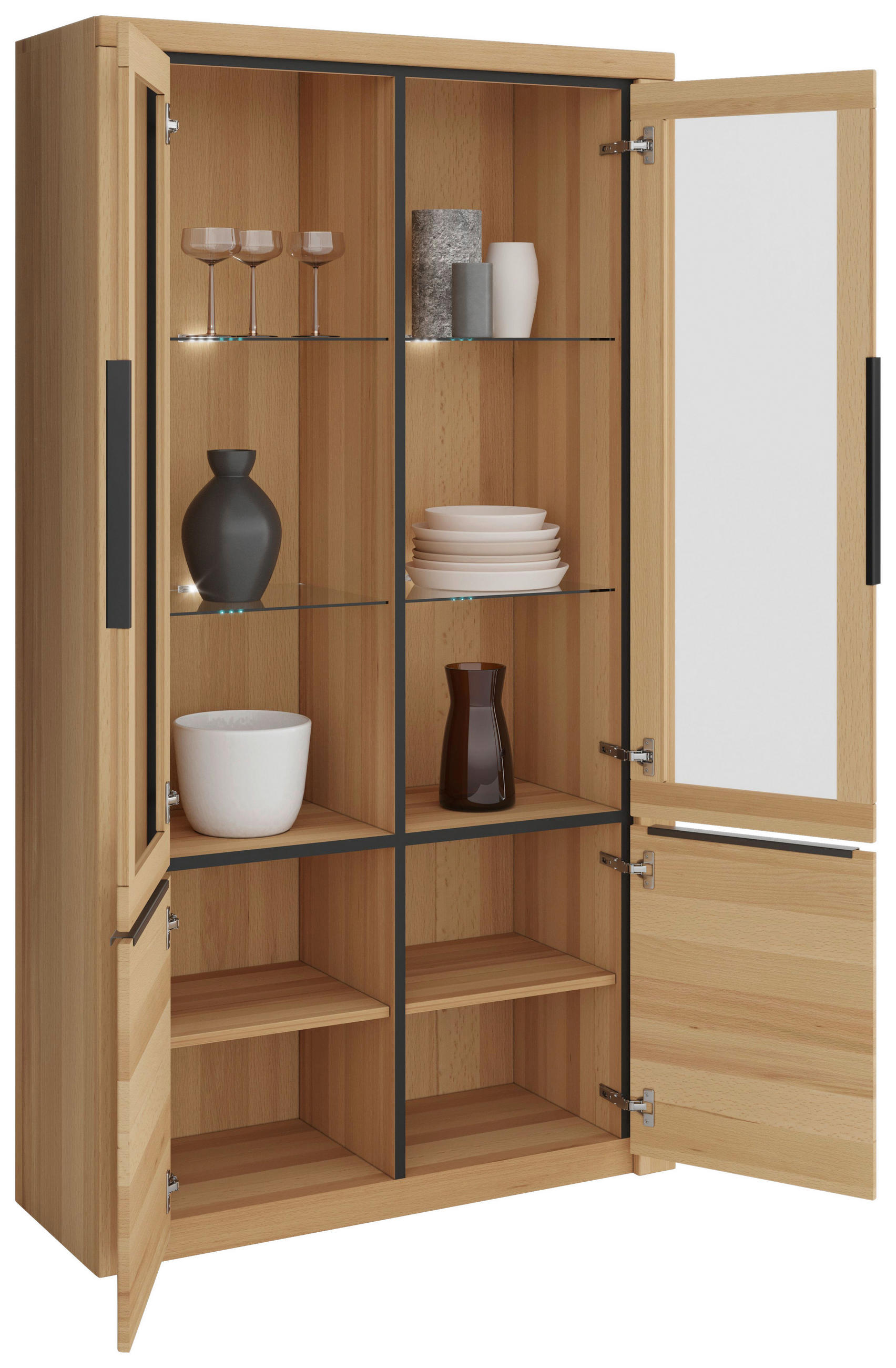 Thumbnail - Livetastic Vitrine Brunei, Buche, Holz, Glas, Buche,Buche,Buche,Buche, massiv,massiv,vollmassiv,massiv, 6 Fächer, 108x19...