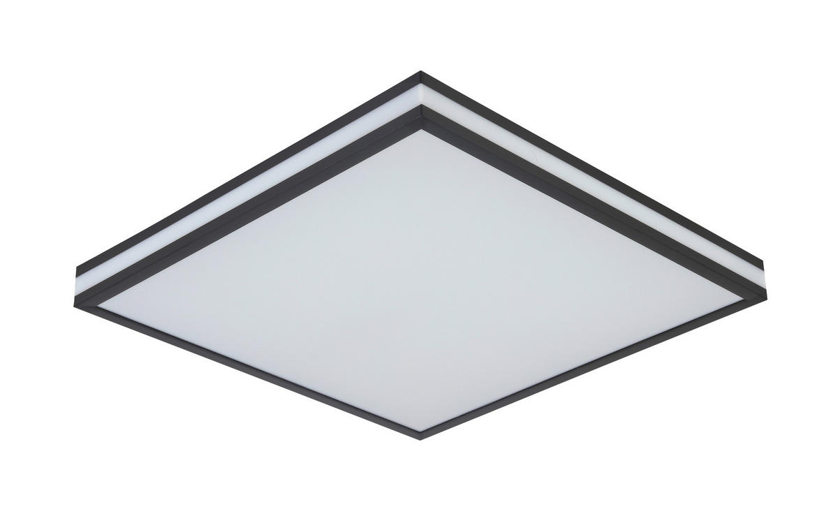 STROPNÉ LED SVIETIDLO, 45/45/7,5 cm - čierna/biela, Lifestyle, kov/plast (45/45/7,5cm) - Novel