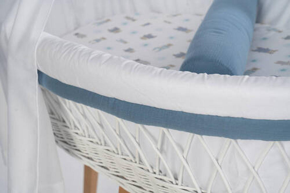 STUBENWAGENSET Pyjamabär  Weiß, Pastellblau  - Pastellblau/Weiß, Basics, Kunststoff/Textil (130/180cm) - Mionido