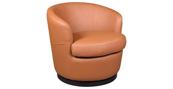 DESIGNSESSEL in Echtleder Honig - Schwarz/Honig, Design, Leder/Kunststoff (76/74/75cm) - Xora