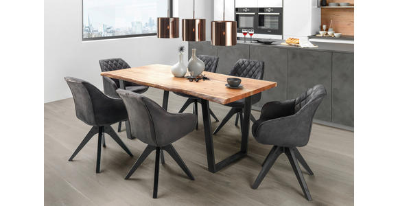 ARMLEHNSTUHL  in Mikrofaser  - Dunkelgrau/Schwarz, Design, Holz/Textil (60/83/65cm) - Landscape