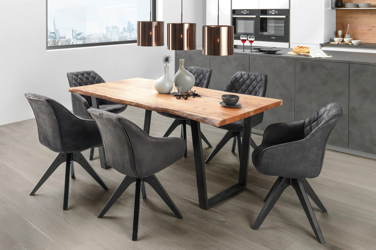 TISCHGESTELL Schwarz  - Schwarz, Design, Metall (78/7,5/72cm) - Valdera