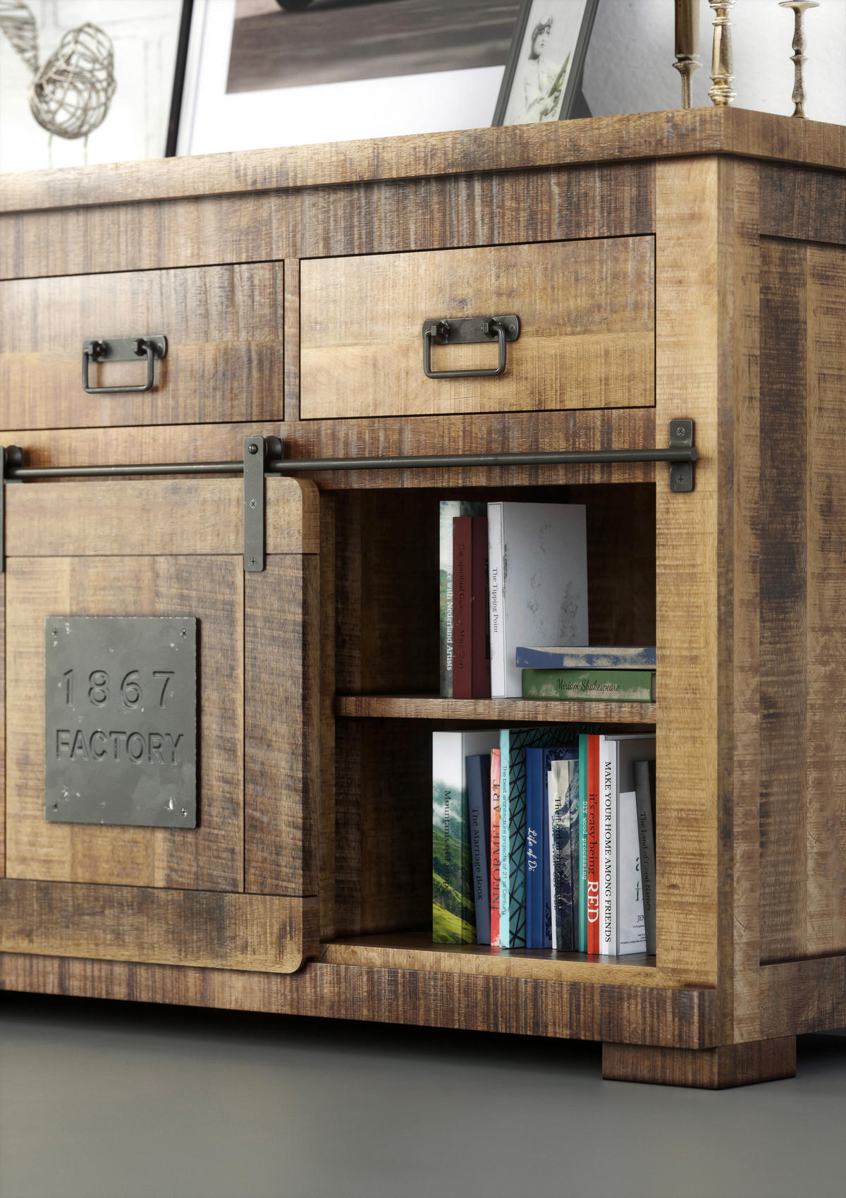 SIDEBOARD  in 145/85/45 cm  - Schwarz/Naturfarben, ROMANTIK / LANDHAUS, Holz/Metall (145/85/45cm) - Landscape