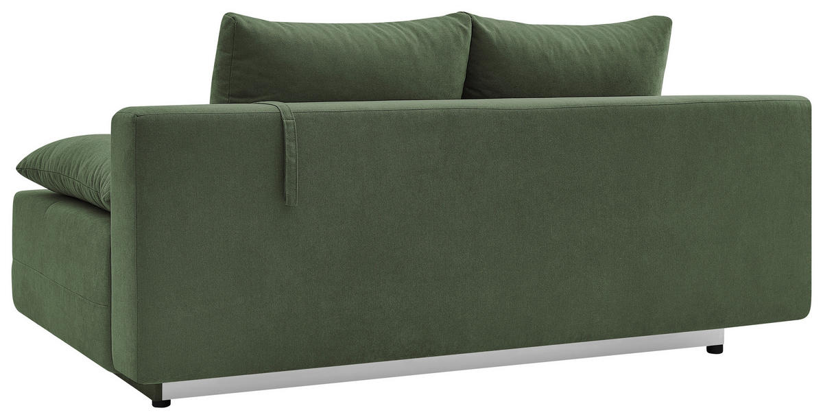 SCHLAFSOFA LUMOS Samt Grün  inkl. Rückenkissen, Armlehnenkissen, Schlaffunktion, Rücken echt, Stauraum  - Naturfarben/Grün, Design, Textil (206/96/96cm) - P & B