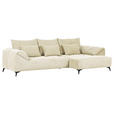 ECKSOFA in Cord Beige  - Beige/Schwarz, KONVENTIONELL, Textil/Metall (311/176cm) - Carryhome