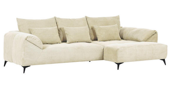 ECKSOFA in Cord Beige  - Beige/Schwarz, KONVENTIONELL, Textil/Metall (311/176cm) - Carryhome