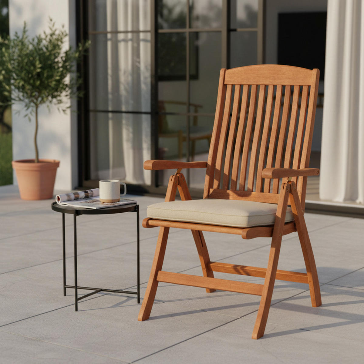 GARTENKLAPPSESSEL in Holz  - Naturfarben, KONVENTIONELL, Holz (58/110/67cm) - Gardenson