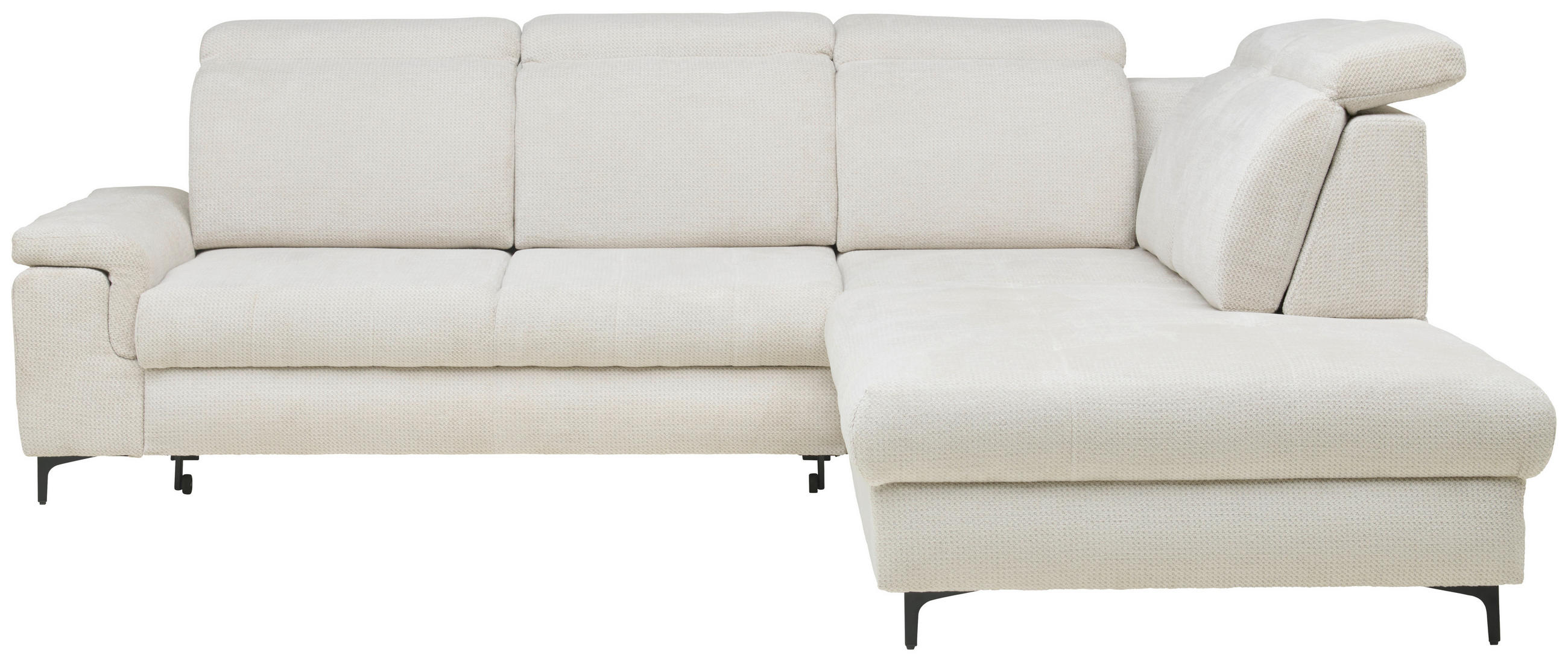 ECKSOFA in Struktur Beige  - Beige/Schwarz, Design, Textil/Metall (292/270cm) - Stylife