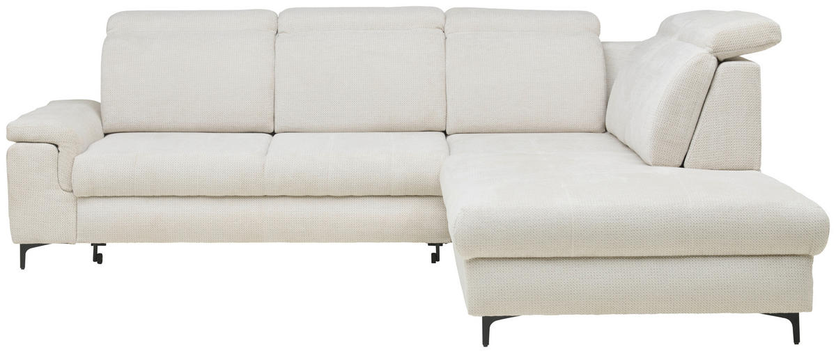 ECKSOFA in Struktur Beige  - Beige/Schwarz, Design, Textil/Metall (292/270cm) - Stylife