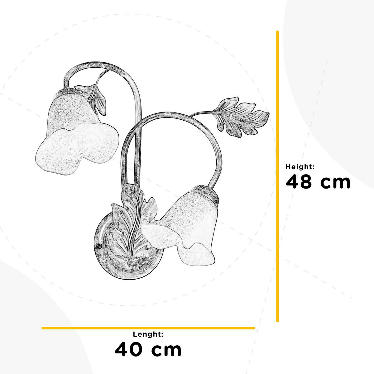 WANDLEUCHTE 40/48 cm   - Silberfarben/Weiß, KONVENTIONELL, Glas/Metall (40/48cm)