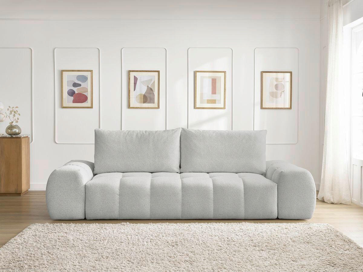 3-SITZER-SOFA EVEREST Flachgewebe Hellgrau  - Hellgrau/Schwarz, MODERN, Kunststoff/Textil (278/90/115cm)