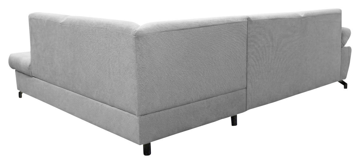 ECKSOFA CORA in Chenille Hellgrau  261/198 cm  - Hellgrau/Schwarz, Design, Textil/Metall (261/198cm) - MID.YOU