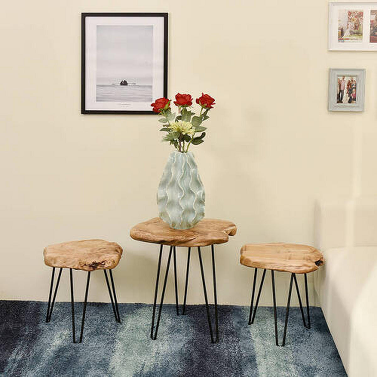 BEISTELLTISCH in Holz, Metall 30/30/40 cm  - Naturfarben, Design, Holz/Metall (30/30/40cm) - Kayoom