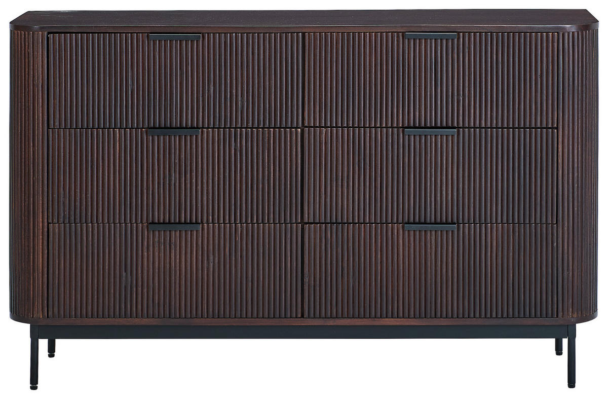 SIDEBOARD  140/85/40 cm 6 Schublade(n)  - Walnussfarben/Schwarz, KONVENTIONELL, Holz/Metall (140/85/40cm) - Livetastic