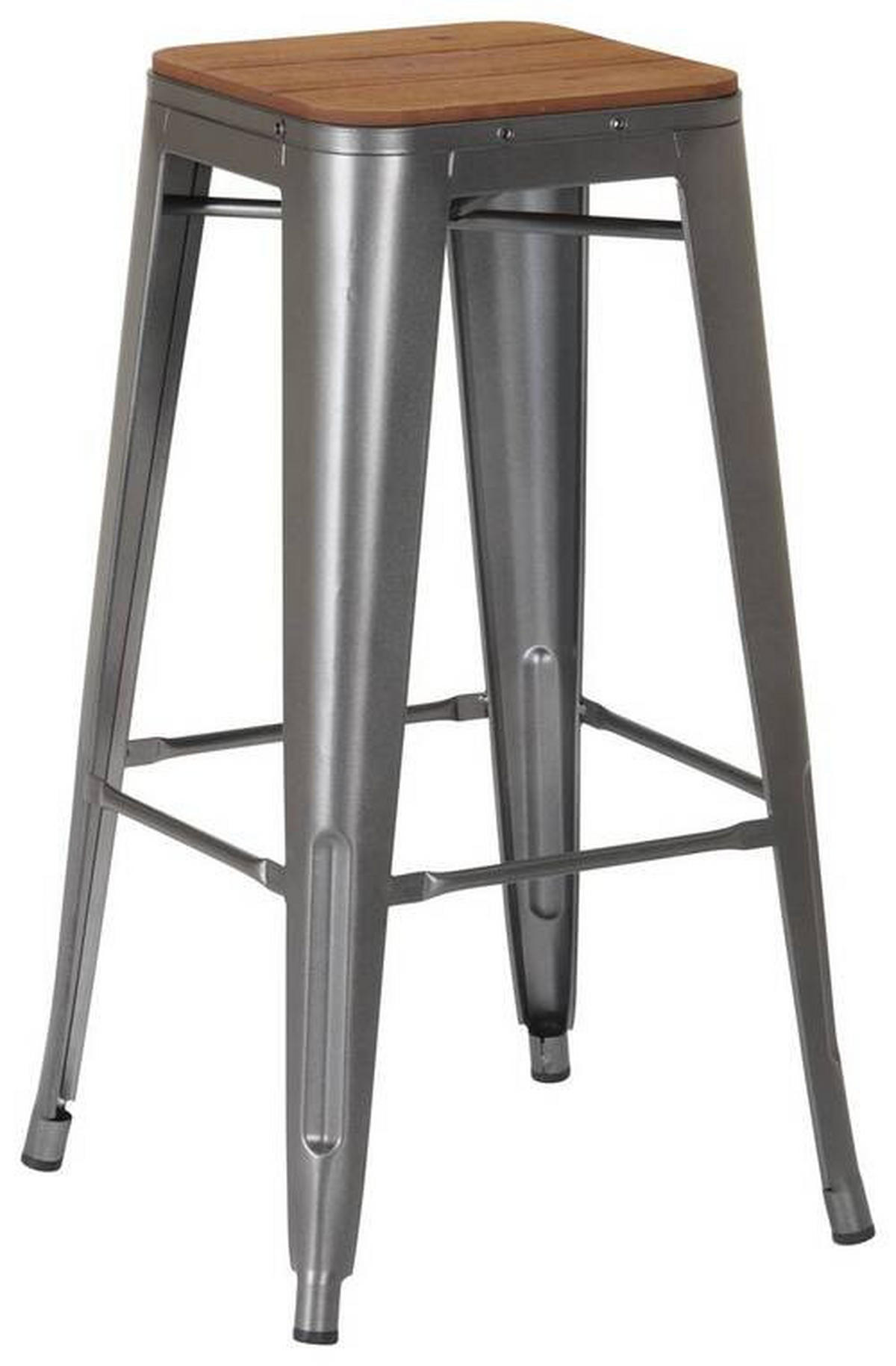 BARSKI STOL, naravne barve, črna, srebrne barve  - srebrne barve/črna, Trend, kovina/leseni material (42/76/42cm) - Xora