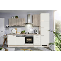 KÜCHENBLOCK 290 cm   in Magnolie, Tannenholzfarben  - Edelstahlfarben/Tannenholzfarben, KONVENTIONELL, Holzwerkstoff/Metall (290cm) - Xora