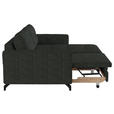 ECKSOFA in Flachgewebe, Leinenoptik Anthrazit  - Anthrazit/Schwarz, Design, Textil/Metall (242/170cm) - Xora