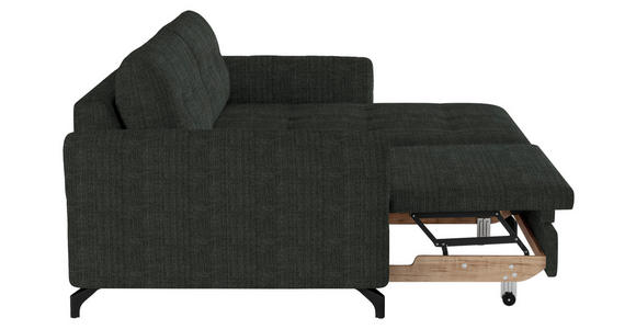 ECKSOFA in Flachgewebe, Leinenoptik Anthrazit  - Anthrazit/Schwarz, Design, Textil/Metall (242/170cm) - Xora