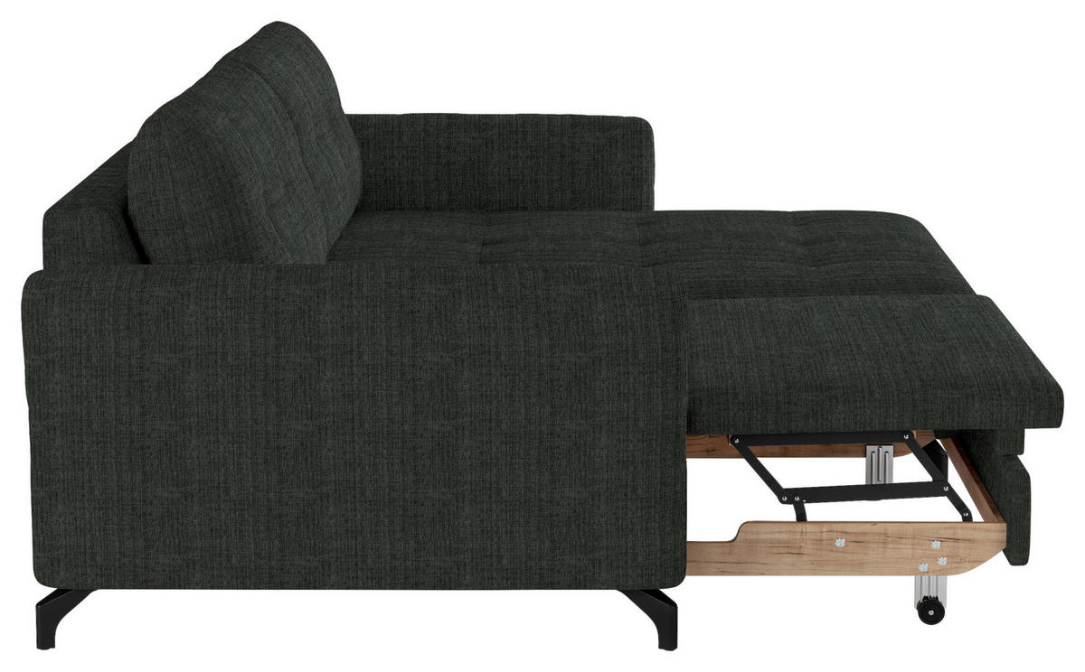 ECKSOFA Anthrazit Flachgewebe, Leinenoptik  - Anthrazit/Schwarz, Design, Textil/Metall (242/170cm) - Xora