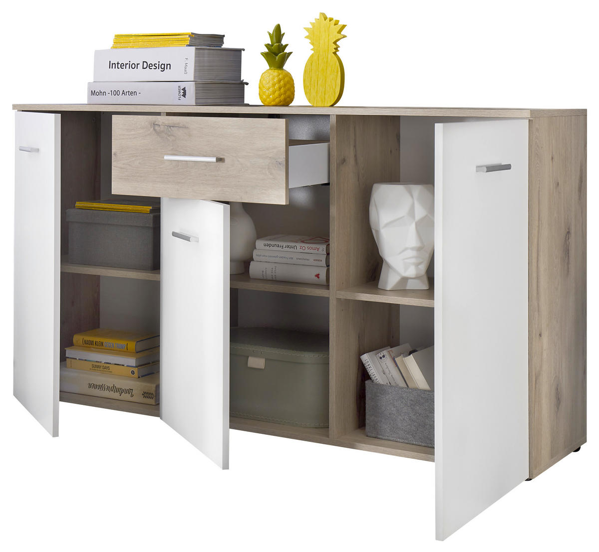 SIDEBOARD  in 150/82/40 cm  - Eichefarben/Silberfarben, Design, Holzwerkstoff/Kunststoff (150/82/40cm) - MID.YOU