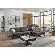 ECKSOFA Anthrazit Echtleder Kopfteilverstellung  - Anthrazit/Schwarz, Design, Leder/Metall (323/179cm) - Dieter Knoll