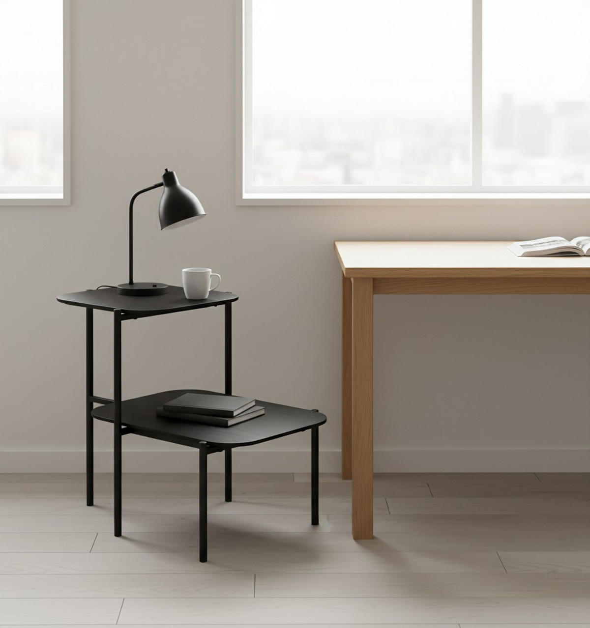 KONFERENČNÝ STOLÍK, čierna, drevo, kov, kompozitné drevo, 62,4/38,2/52 cm - čierna, Trend, kov/drevo (62,4/38,2/52cm) - Lomoco