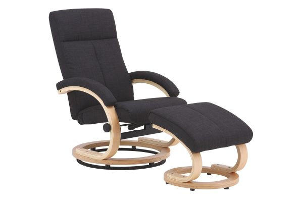 Fernsehsessel Mit Fußhocker Niklas Webstoff Dunkelgrau