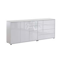 SIDEBOARD Mailand Set 9  in 184,5/73/33 cm  - Weiß Hochglanz/Schwarz, MODERN, Holzwerkstoff/Kunststoff (184,5/73/33cm) - MID.YOU