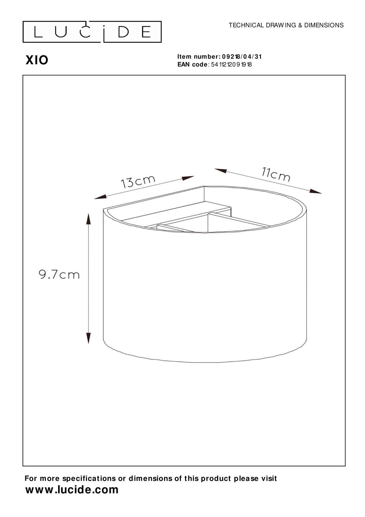 LED-WANDLEUCHTE - Weiss, Design, Metall (11/13/9.7cm) - Lucide